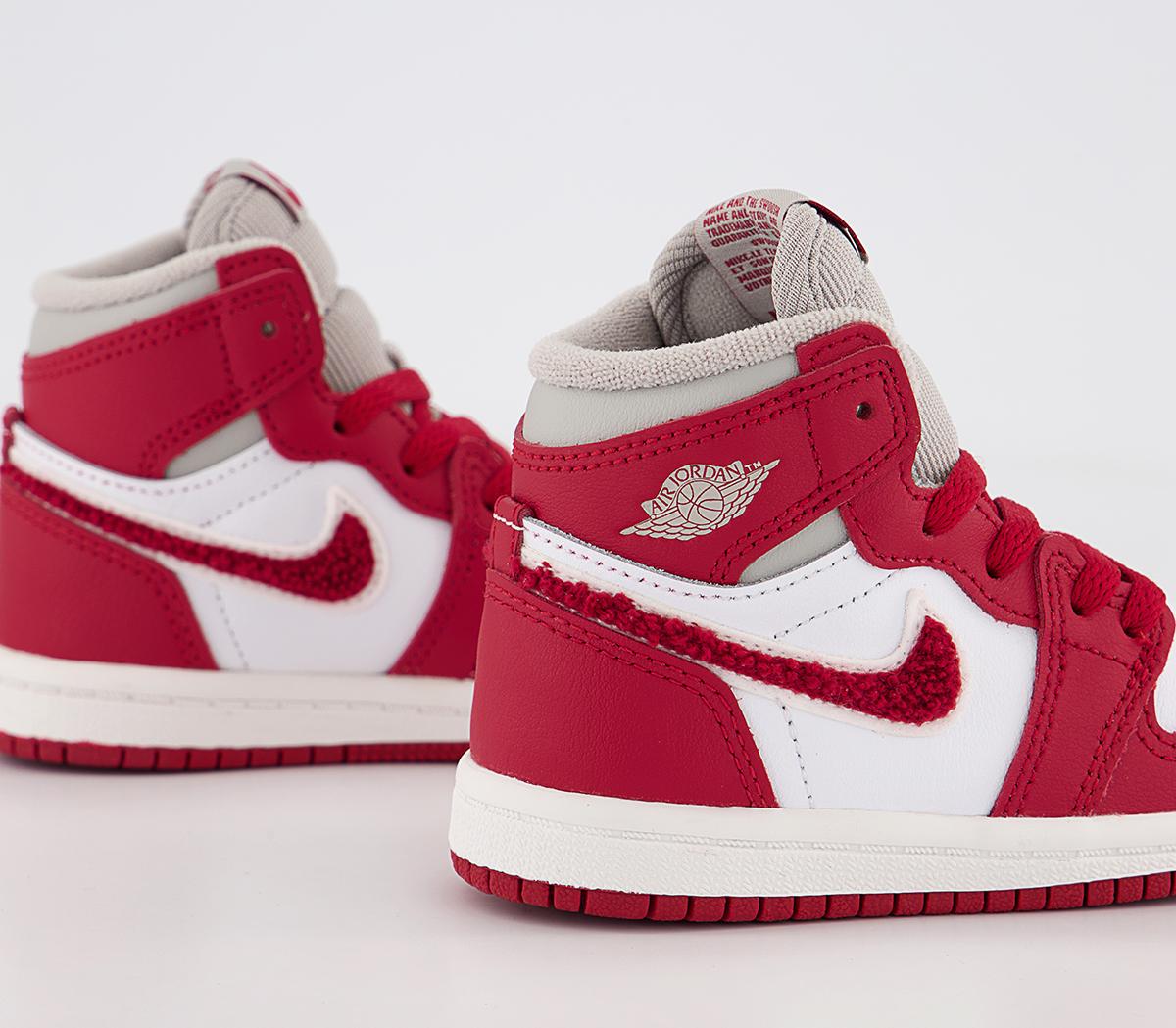 Jordan Jordan 1 Toddler Trainers Jordan Jordan 1 Toddler Trainers Light Iron Ore Varsity Red Sail