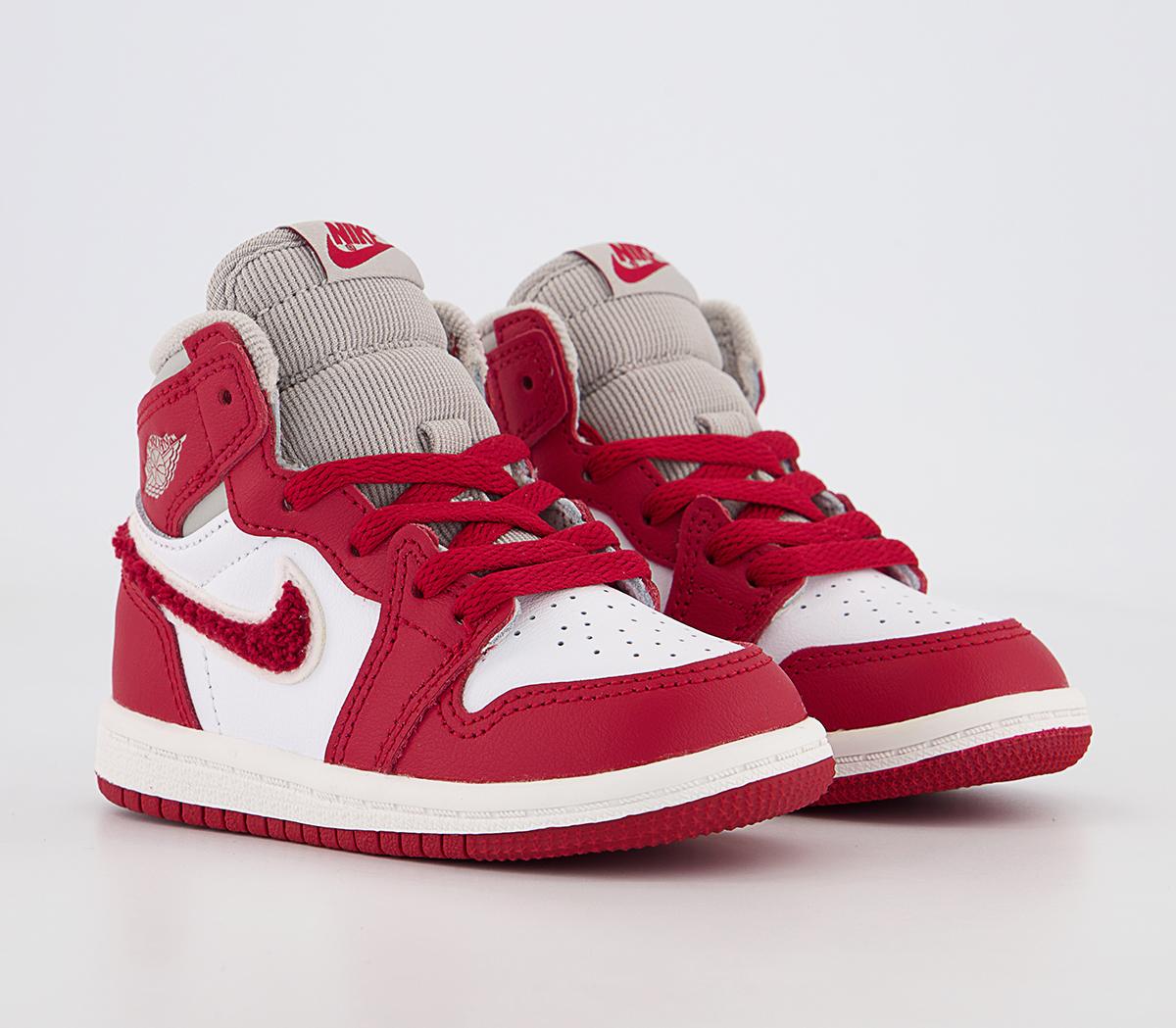 Jordan Jordan 1 Toddler Trainers Jordan Jordan 1 Toddler Trainers Light Iron Ore Varsity Red Sail