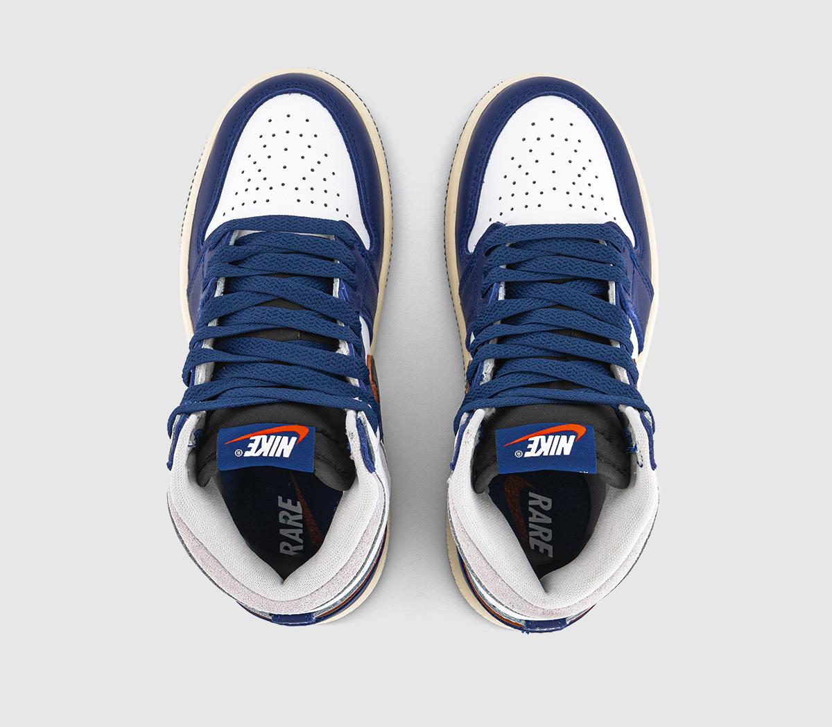 JordanJordan 1 Kids TrainersWhite Black Neutral Grey Deep Royal Blue