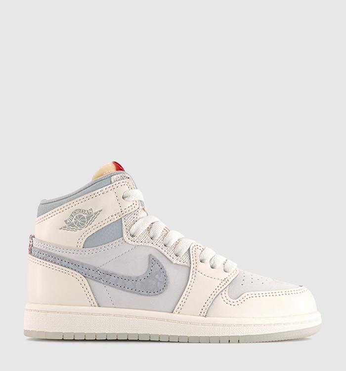 Jordan Jordan 1 Pre School Trainers Sail University Red Pale Ivory