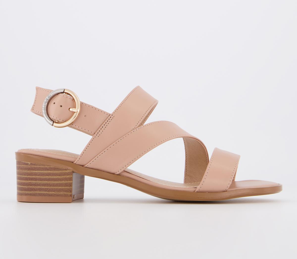 OFFICEMargarita Asymmetric Low Block SandalsWhite Beige Mix