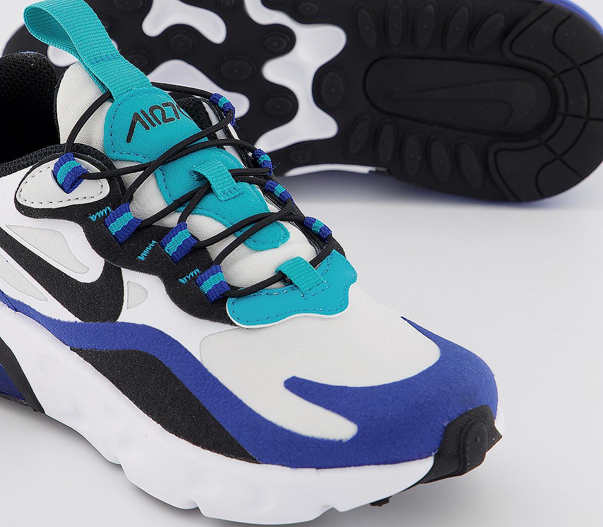 NikeAir Max 270 React Ps TrainersWhite Black Hyper Blue Oracle Aqua