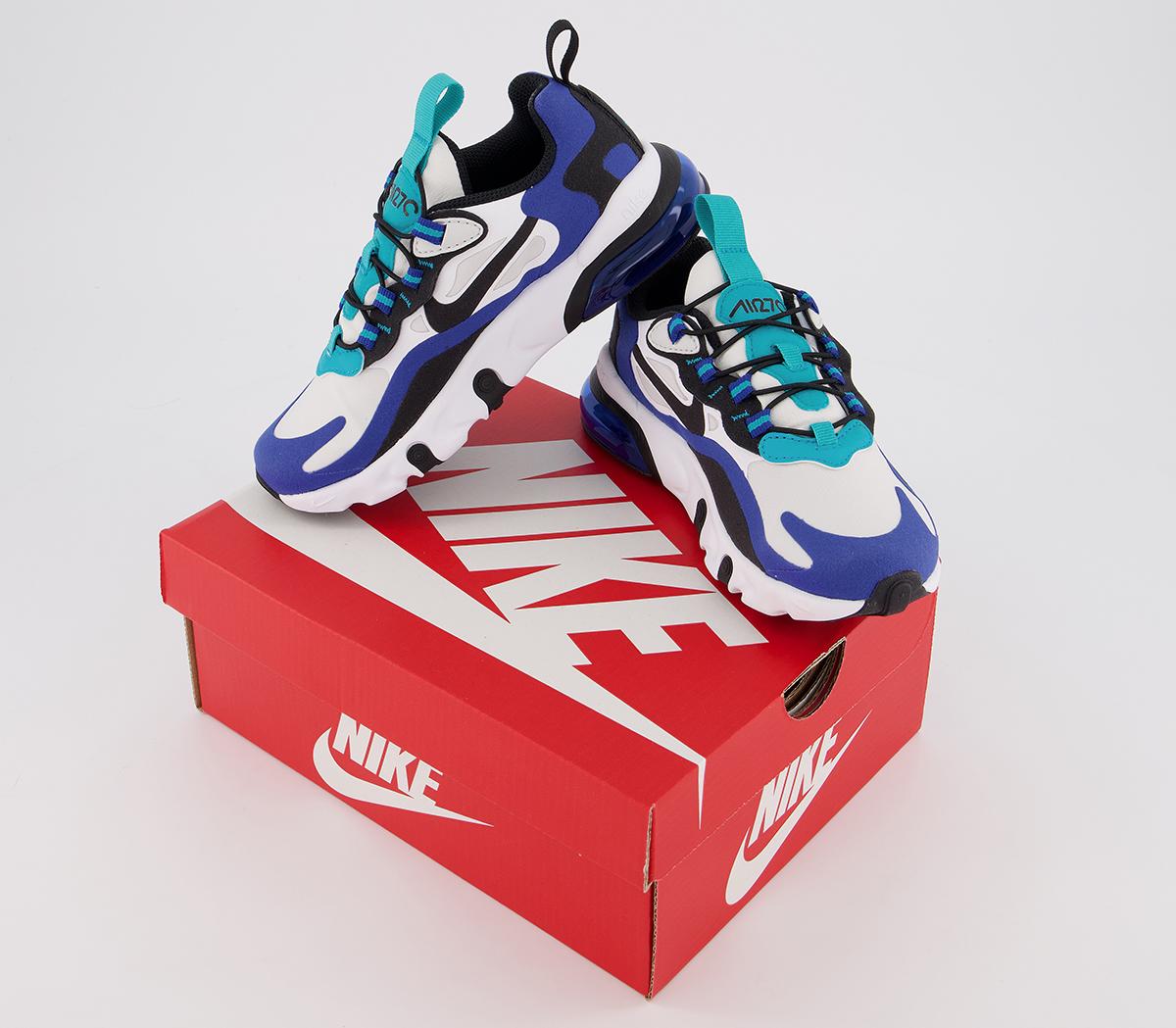 NikeAir Max 270 React Ps TrainersWhite Black Hyper Blue Oracle Aqua