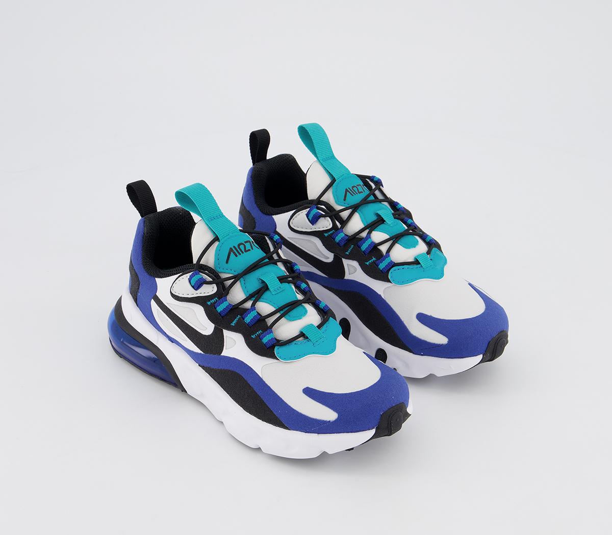 NikeAir Max 270 React Ps TrainersWhite Black Hyper Blue Oracle Aqua