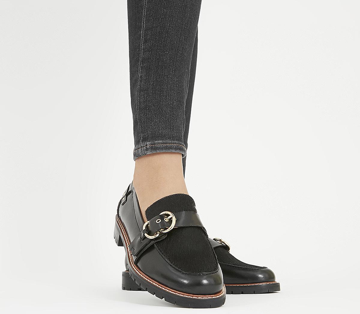 OFFICEFallow Buckle LoafersBlack Box Leather  Pony