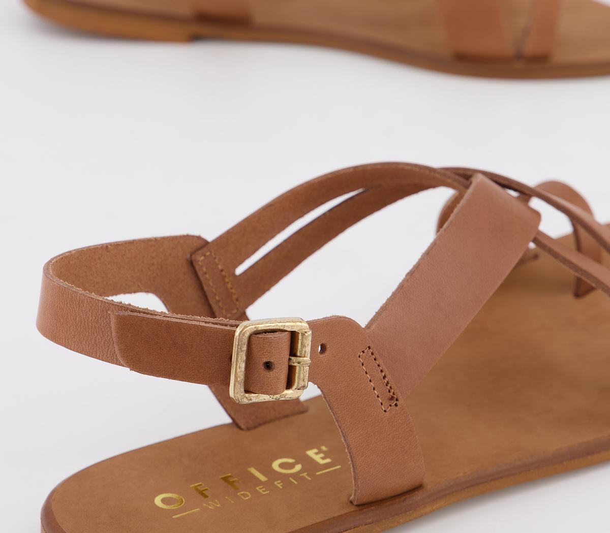 OFFICESerious Tan Toe Loop SandalsTan Leather