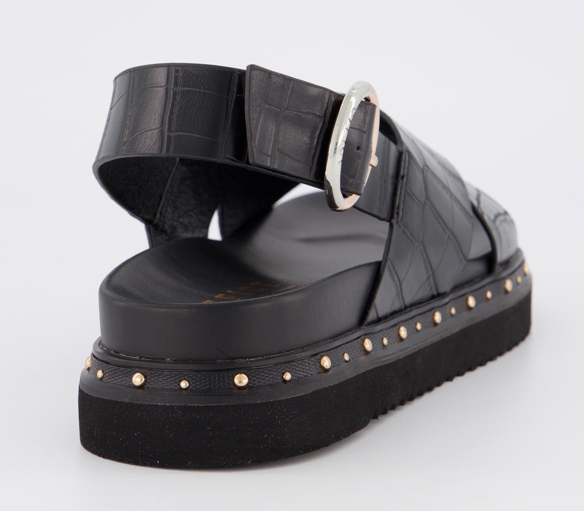 OFFICESupernova Cross Strap SandalsBlack Croc
