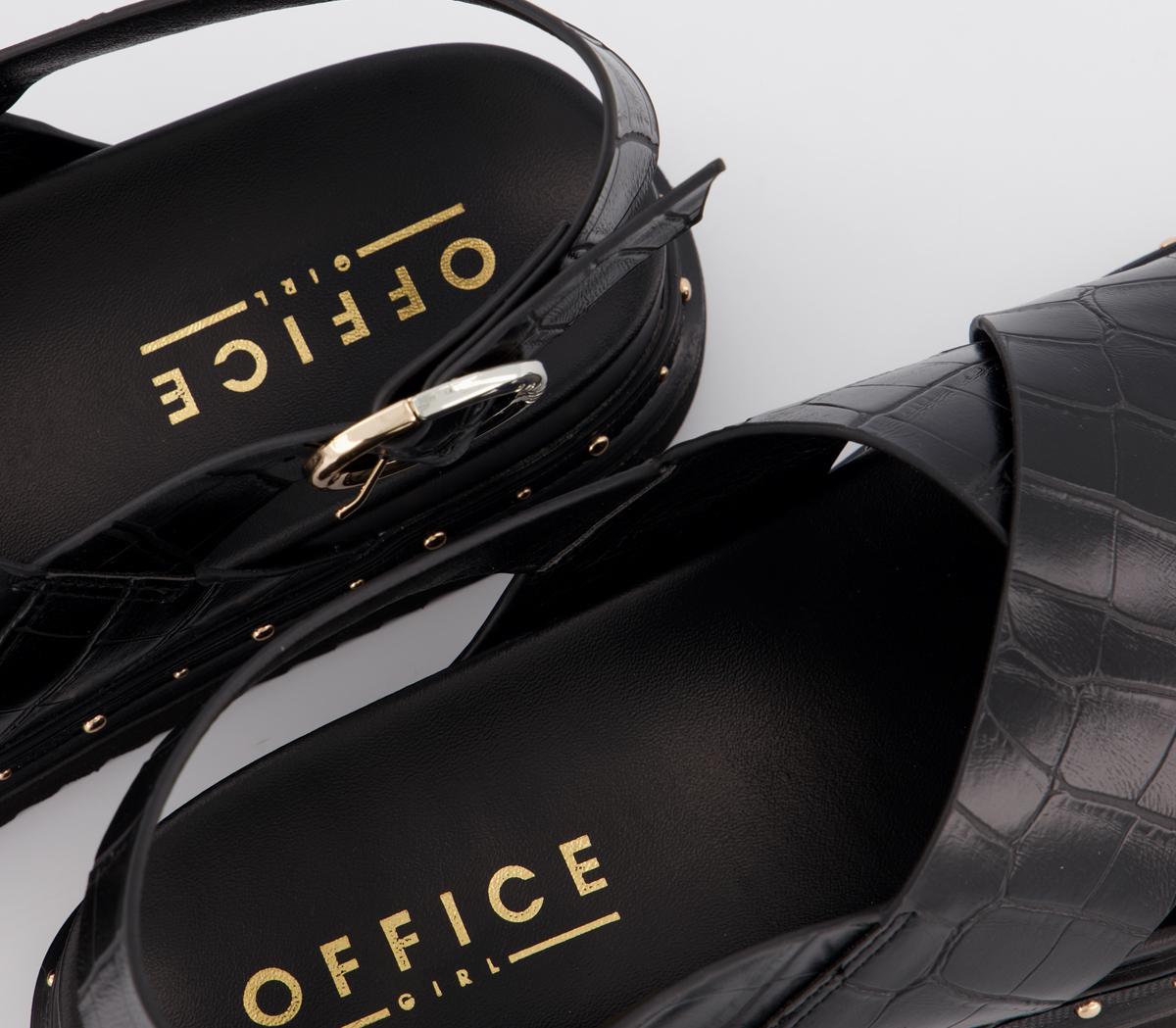 OFFICESupernova Cross Strap SandalsBlack Croc