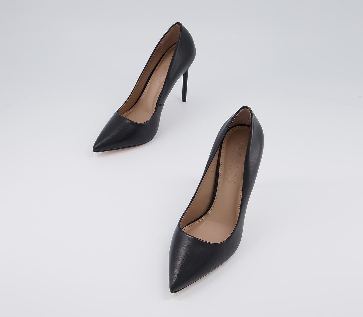 Office Harlem Pointed Court Stiletto High Heels Office Harlem Pointed Court Stiletto High Heels Black Leather