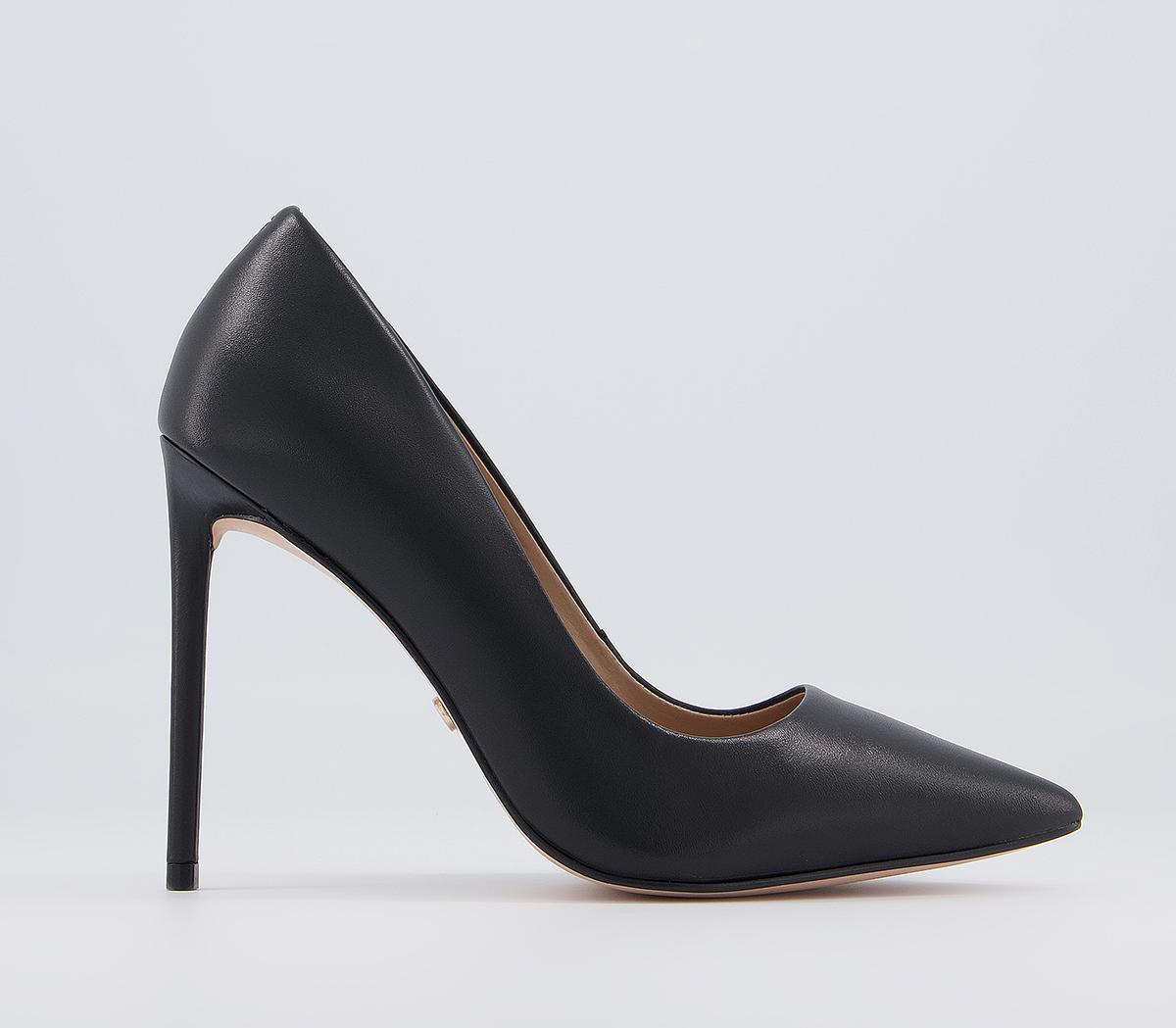 OFFICE Harlem Pointed Court Stiletto High Heels Black Leather - High Heels