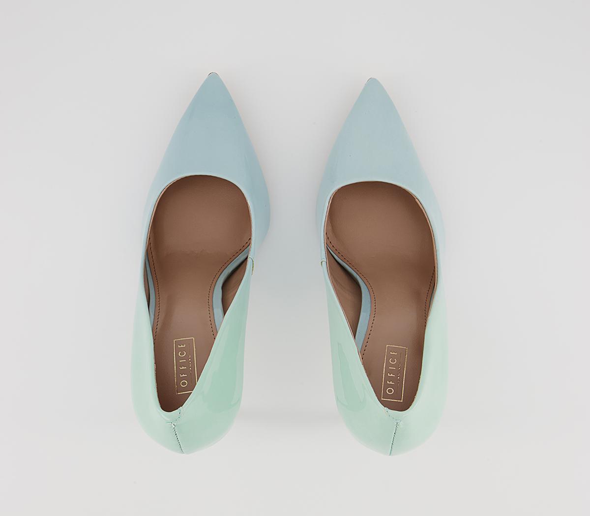 Office Harlem Point Court Shoes Office Harlem Point Court Shoes Blue Ombre Patent Leather