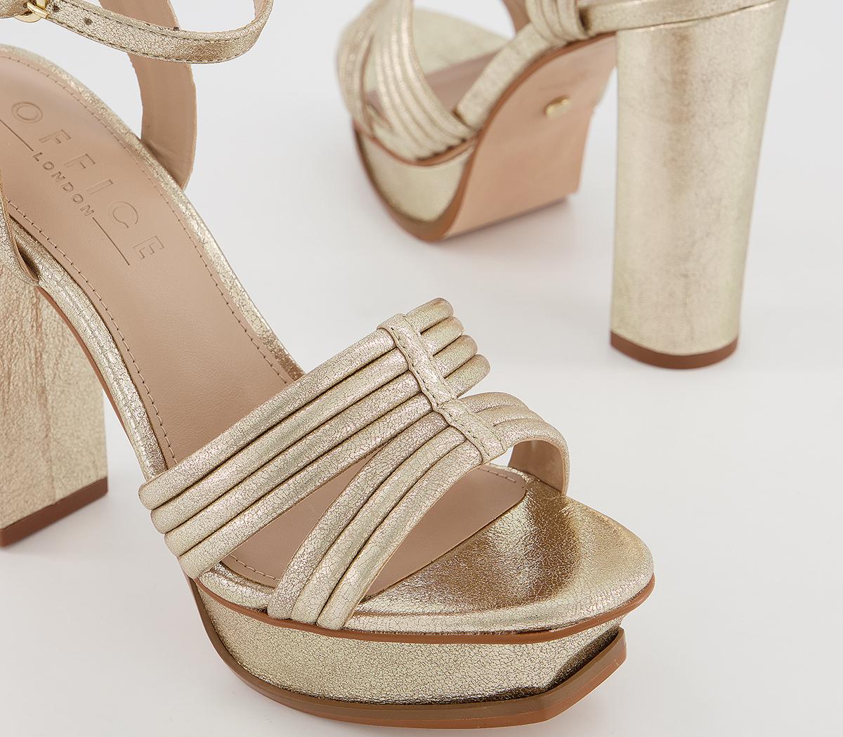 OFFICEHalfmoon Flatform SandalsGold Leather