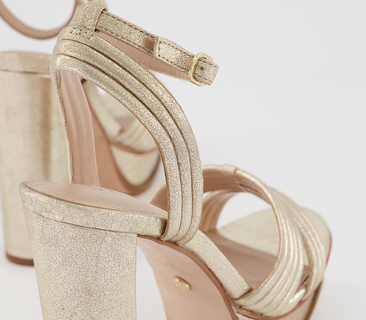 OFFICEHalfmoon Flatform SandalsGold Leather