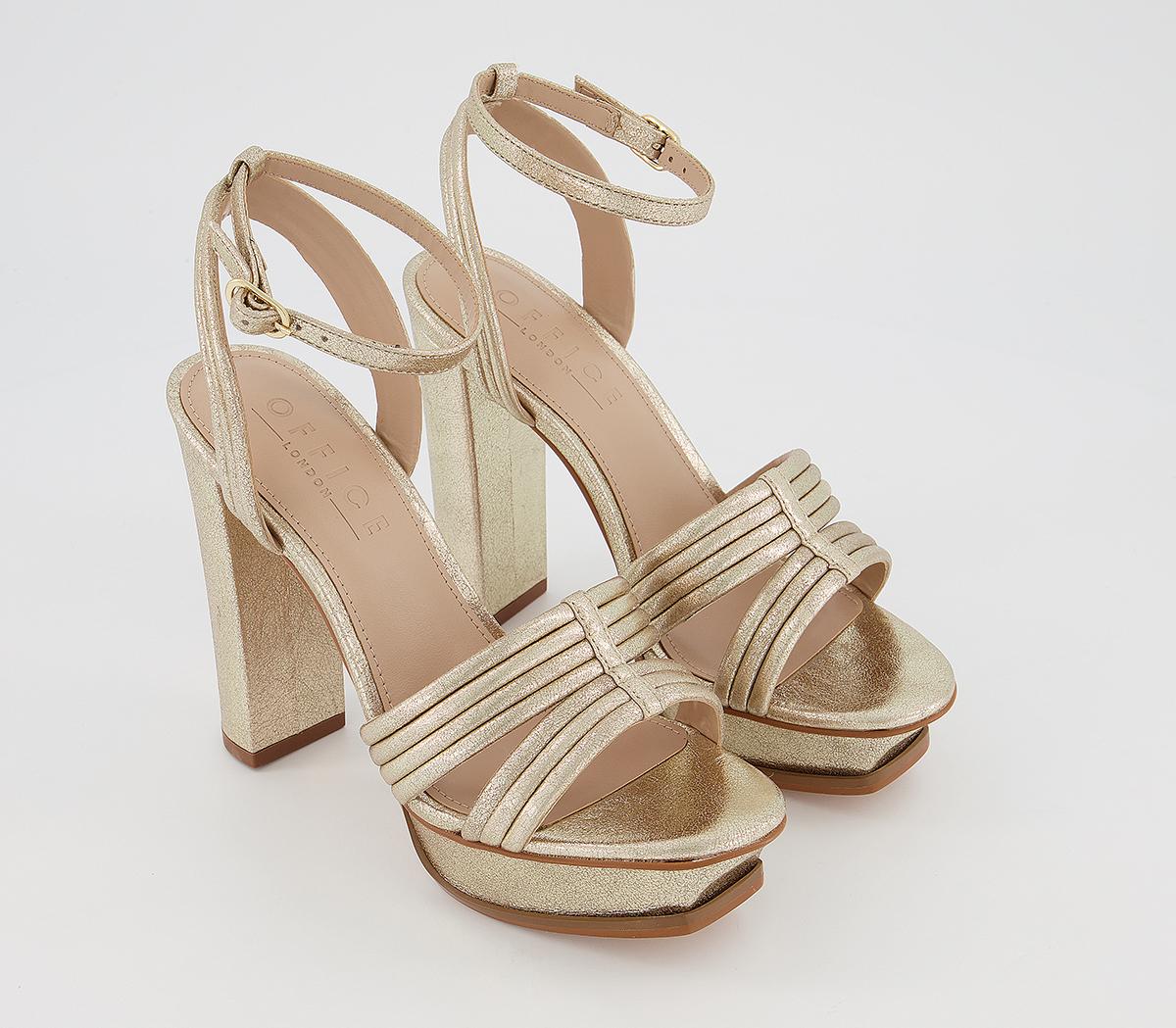 OFFICEHalfmoon Flatform SandalsGold Leather