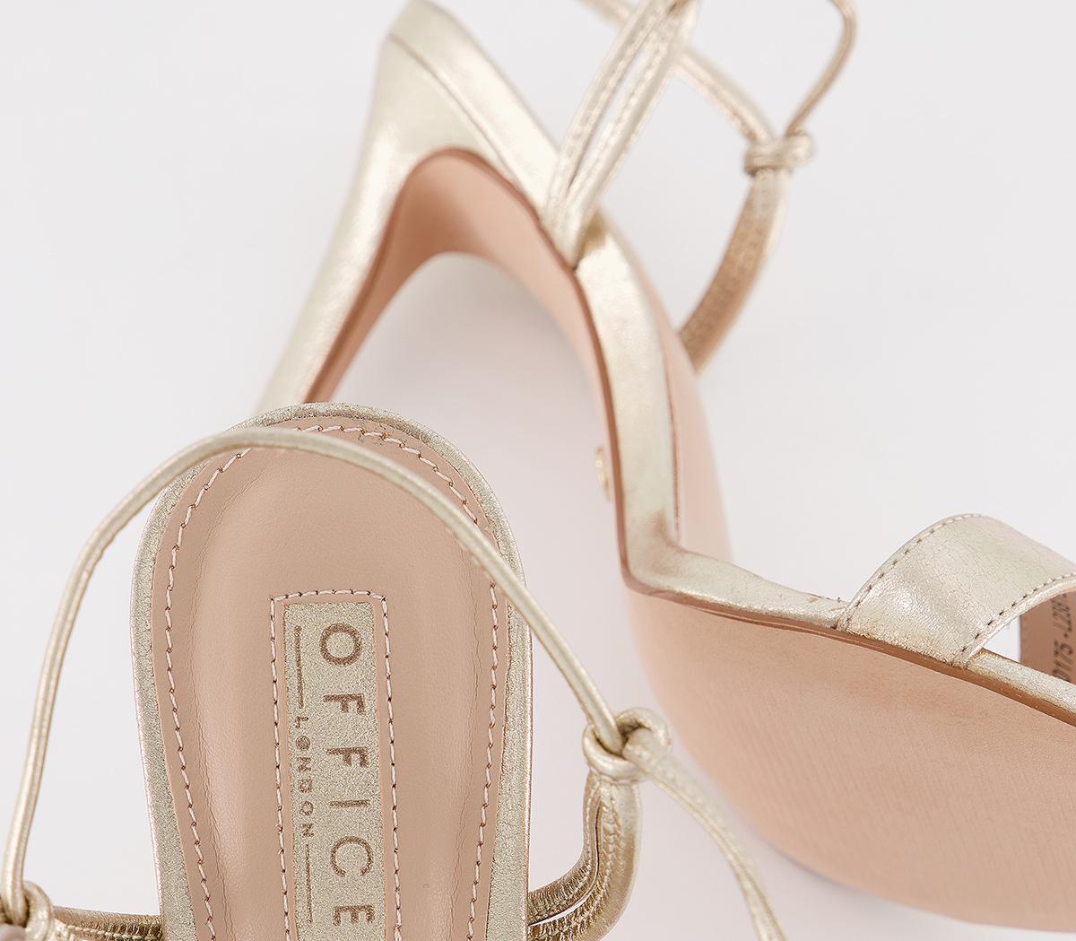 OFFICEHustler Ankle Tie High SandalsGold Leather
