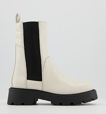 white flat boots uk