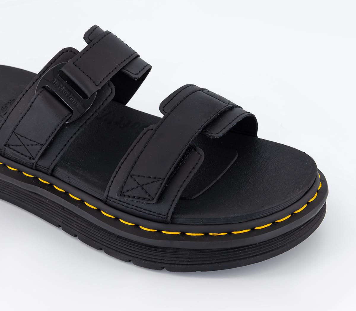 Dr. Martens Chilton‎ Sandals Mens 11 Black Slides Adjustable Straps Chilton Slip On Black Leather Sandal — Downes main image 2