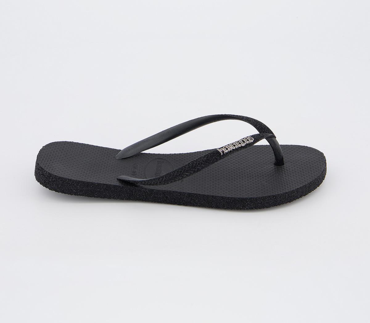 Havaianas Slim Sparkle Flip Flops Black Women's Sandals