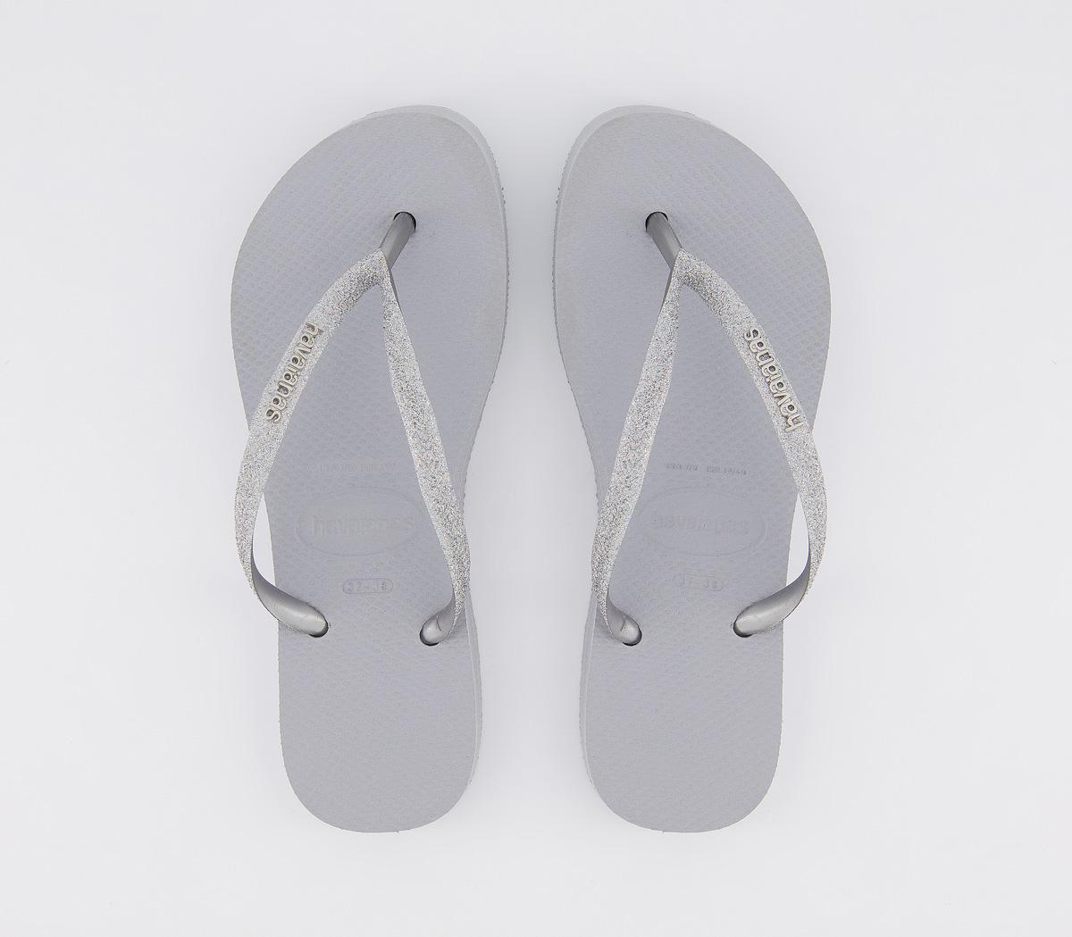 HavaianasSlim Platform Glitter Flip FlopsSteel Grey