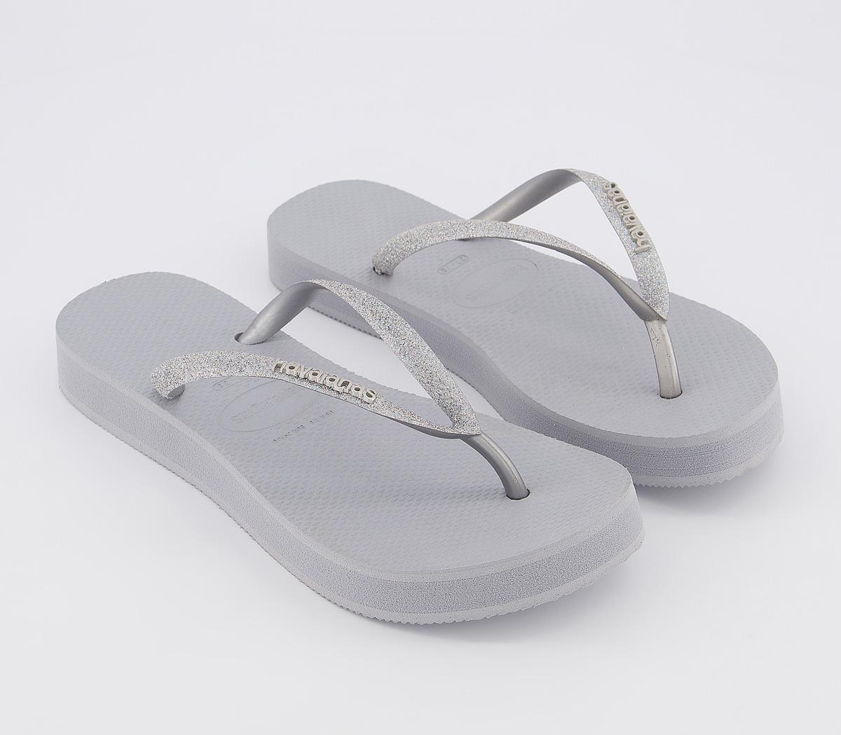 HavaianasSlim Platform Glitter Flip FlopsSteel Grey