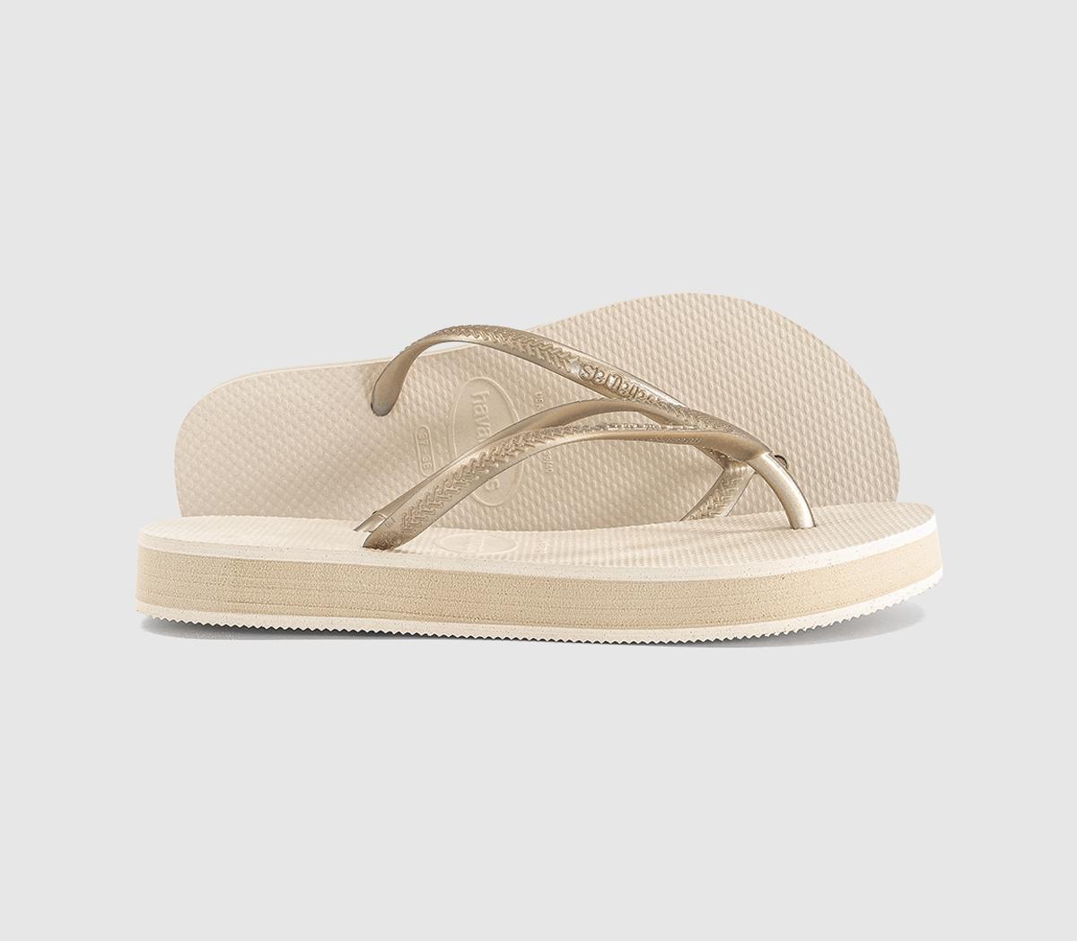 Havaianas Slim Flatform Flip Flops Beige  Natural in Women's Size 6/7, Office Shoes
