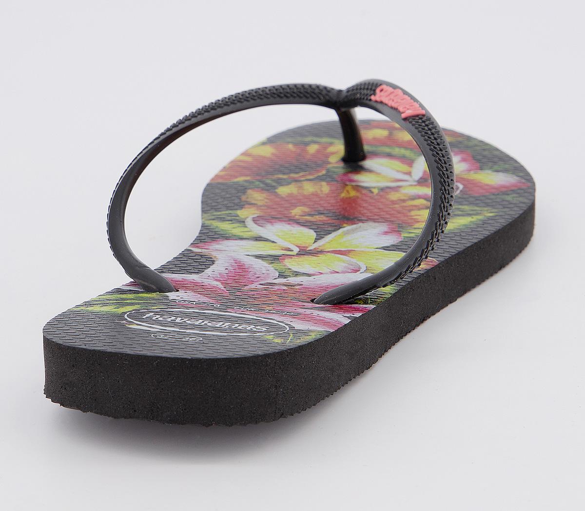 HavaianasSlim Floral Flip FlopsBlack