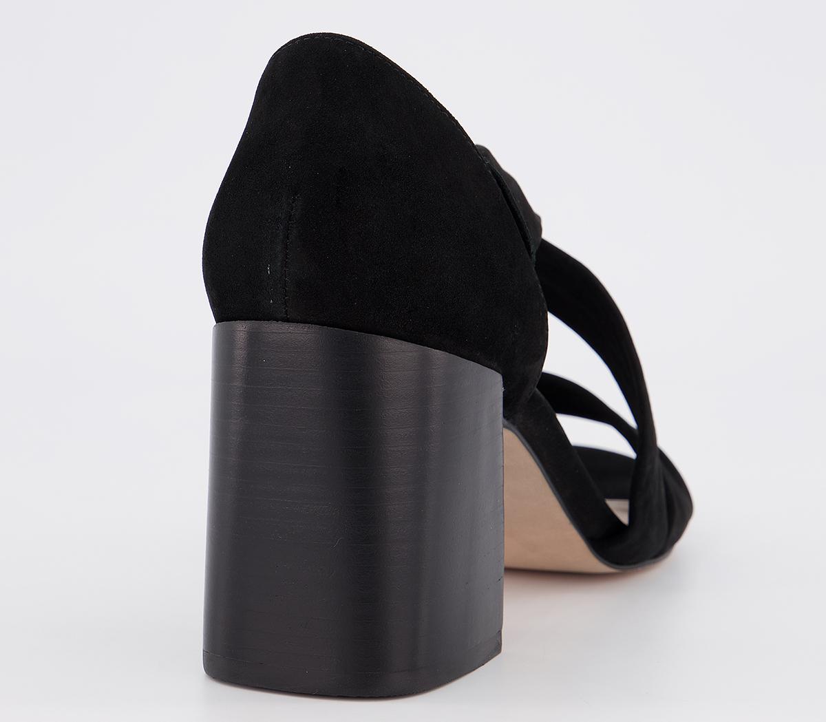 OFFICEMoney Block Heel SandalsBlack Suede Stack Heel