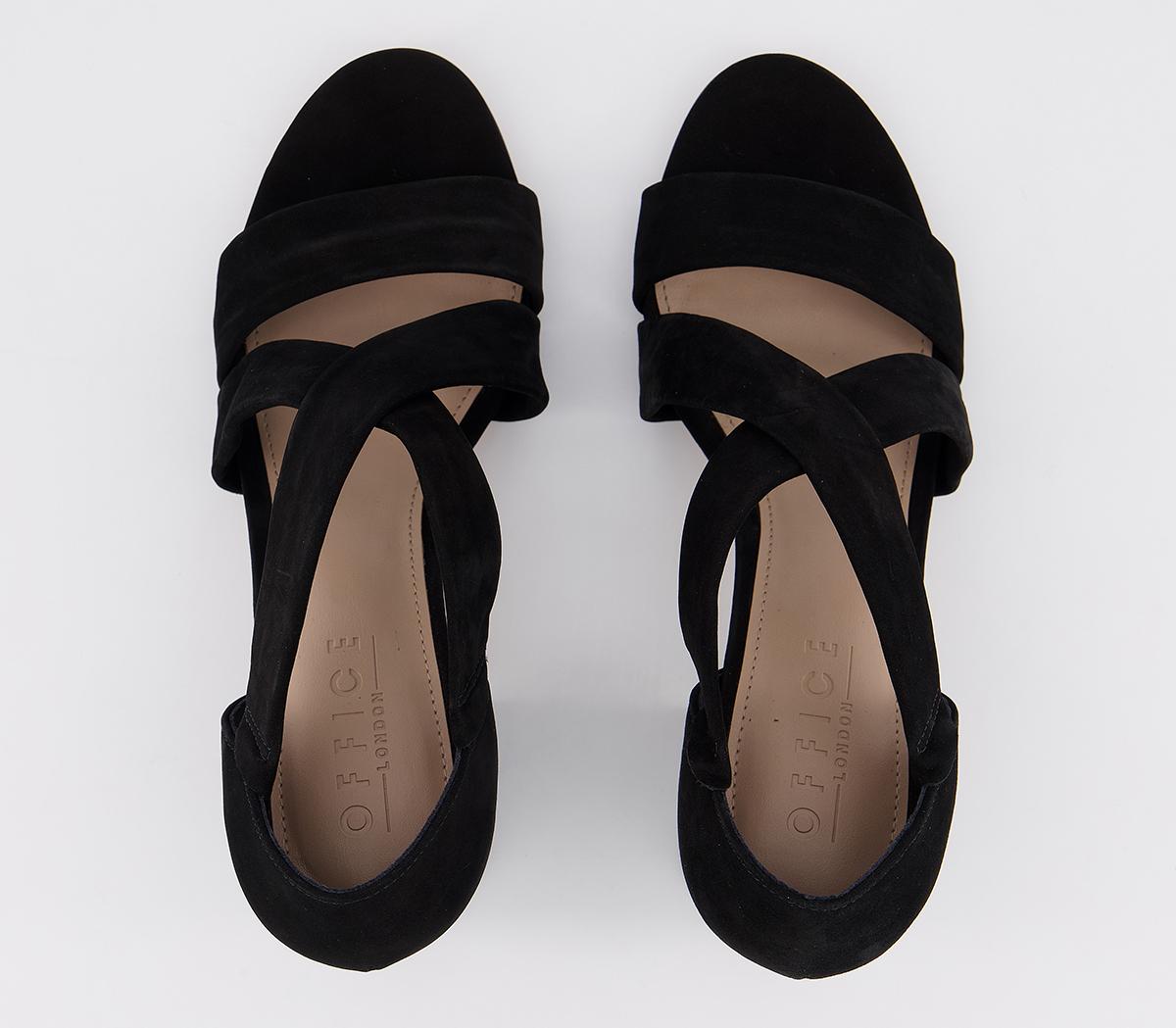OFFICEMoney Block Heel SandalsBlack Suede Stack Heel