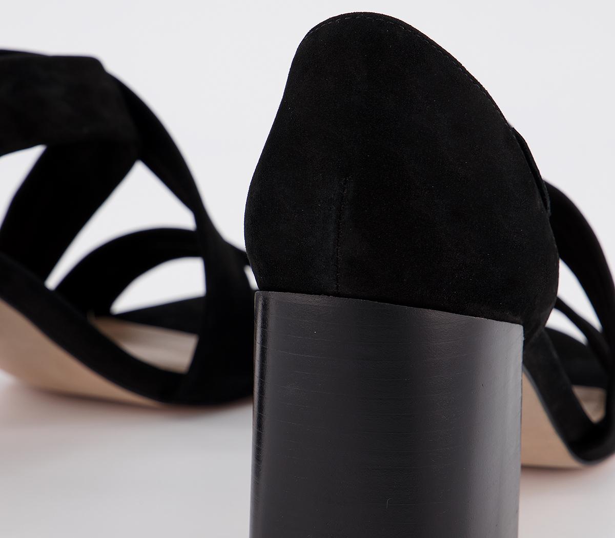 OFFICEMoney Block Heel SandalsBlack Suede Stack Heel