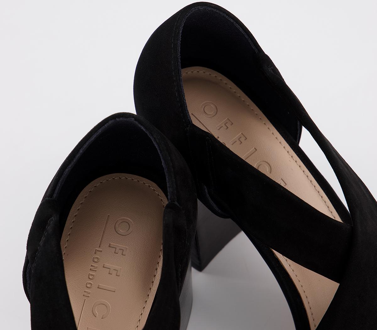 OFFICEMoney Block Heel SandalsBlack Suede Stack Heel