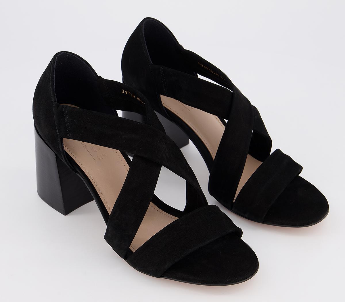 OFFICEMoney Block Heel SandalsBlack Suede Stack Heel