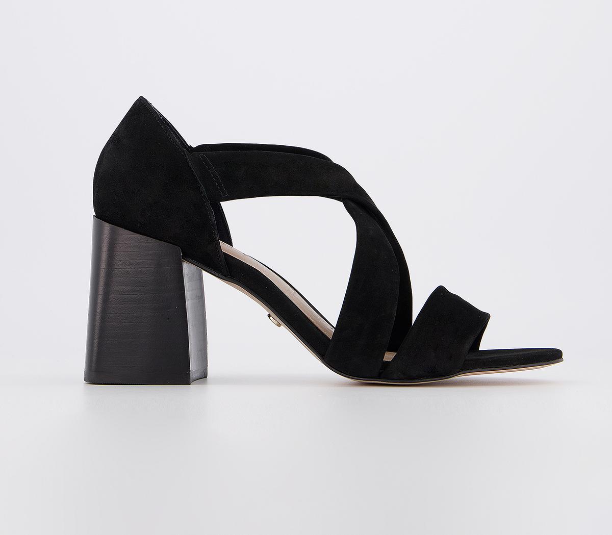 OFFICEMoney Block Heel SandalsBlack Suede Stack Heel