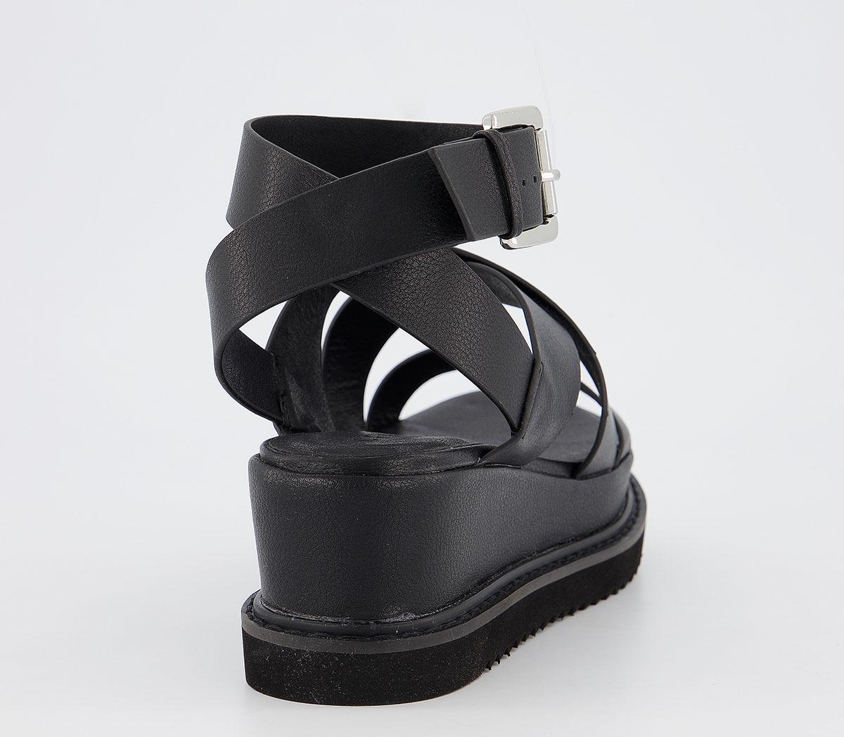 OFFICEMiraculous Ankle Strap Flatform HeelsBlack