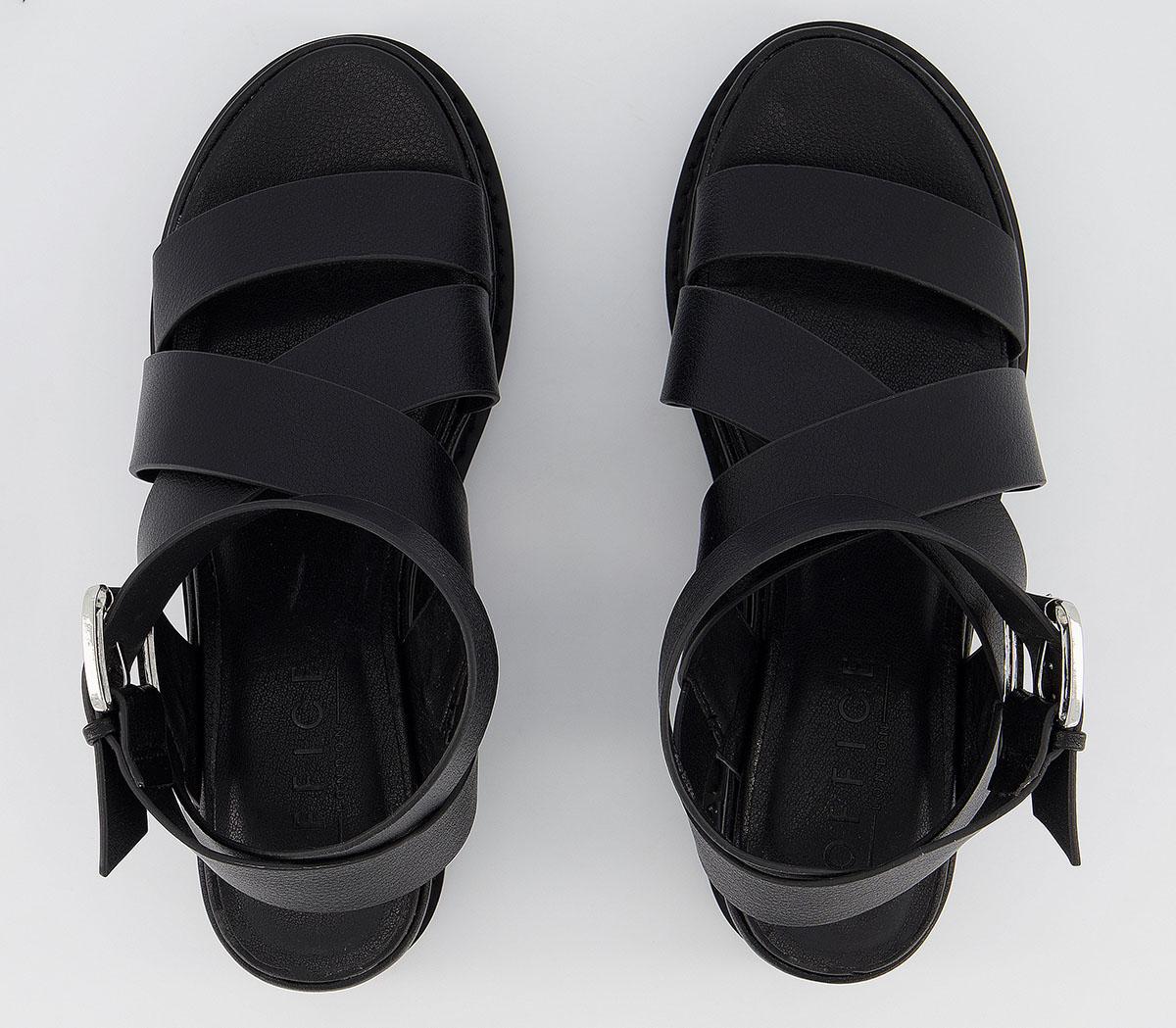 OFFICEMiraculous Ankle Strap Flatform HeelsBlack
