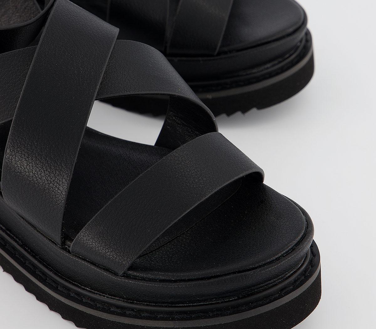 OFFICEMiraculous Ankle Strap Flatform HeelsBlack