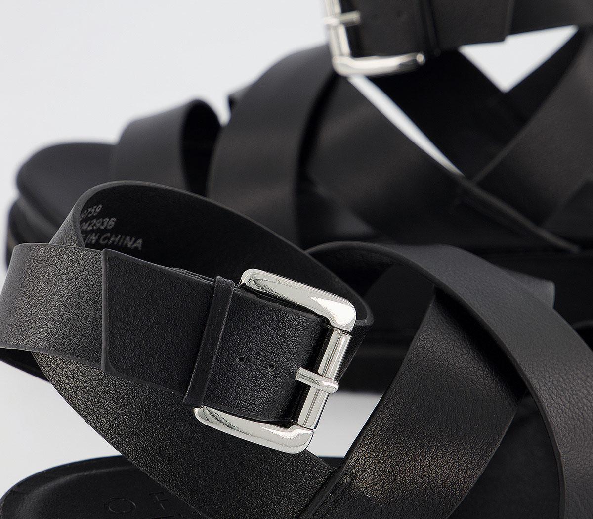 OFFICEMiraculous Ankle Strap Flatform HeelsBlack