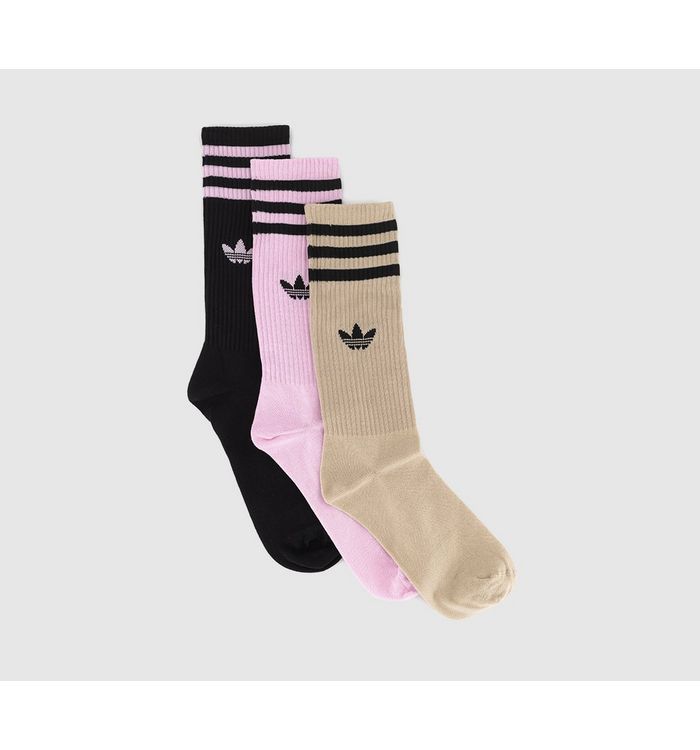 Adidas Solid Crew Sock 3 Pack Black Wonder Beige Orchid Fusion