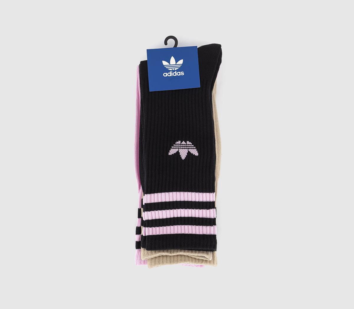 adidas Solid Crew Sock 3 Pack adidas Solid Crew Sock 3 Pack Black Wonder Beige Orchid Fusion