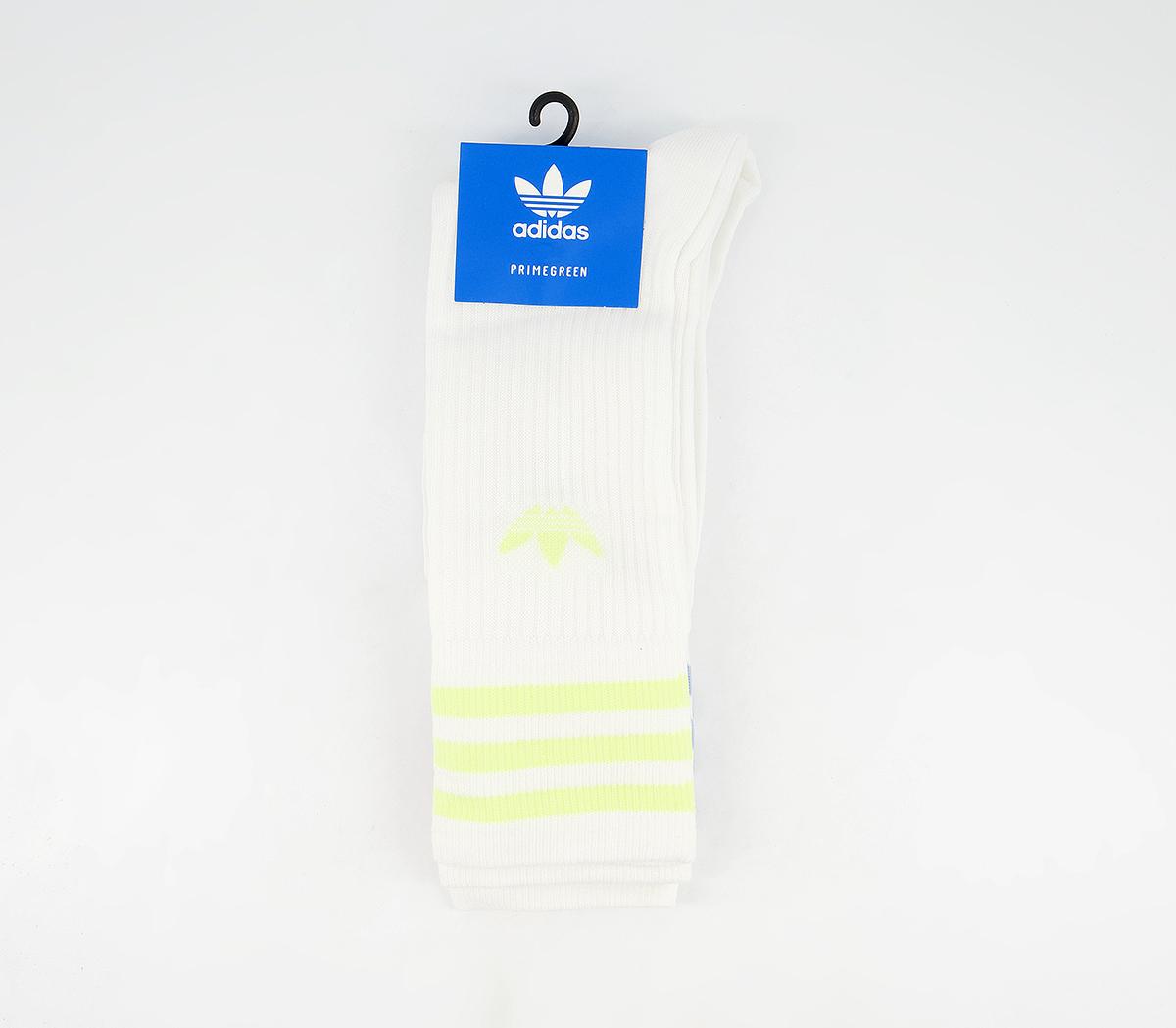 adidasSolid Crew Socks 3 PackWhite Yellow Pink Blue