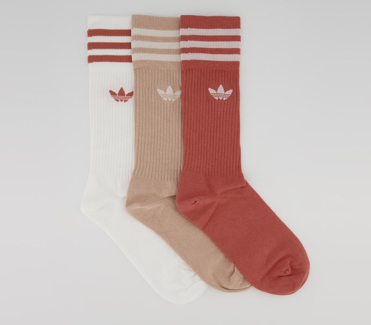 adidas Solid Crew Sock 3 Pack adidas Solid Crew Sock 3 Pack White Brown Brown