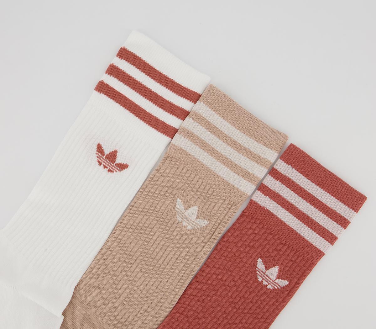 adidas Solid Crew Sock 3 Pack adidas Solid Crew Sock 3 Pack White Brown Brown