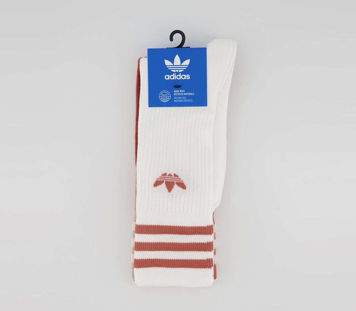 adidas Solid Crew Sock 3 Pack White Brown Brown - Accessories