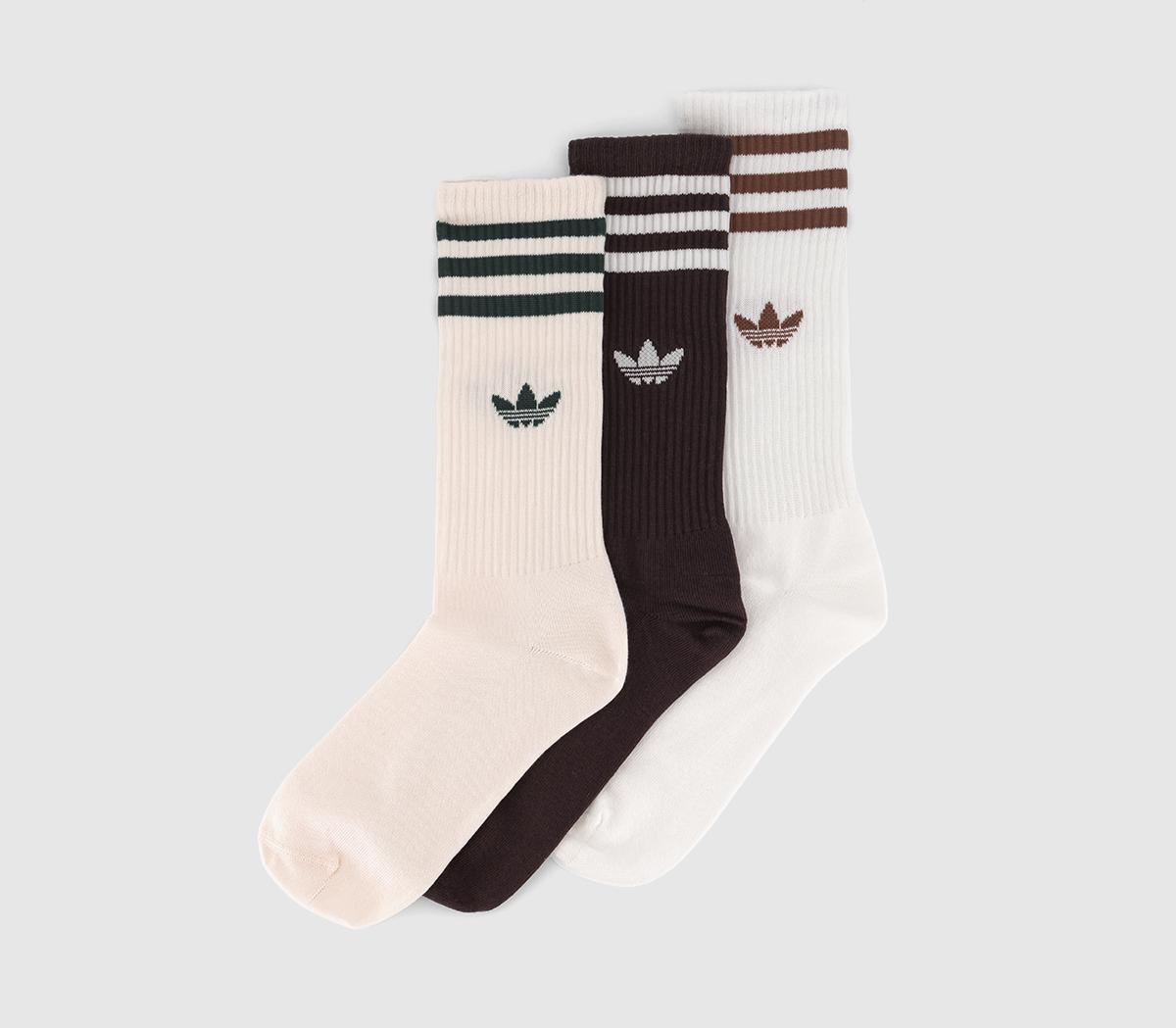 adidasSolid Crew Sock 3 PackWhite Shadow Brown Wonder White