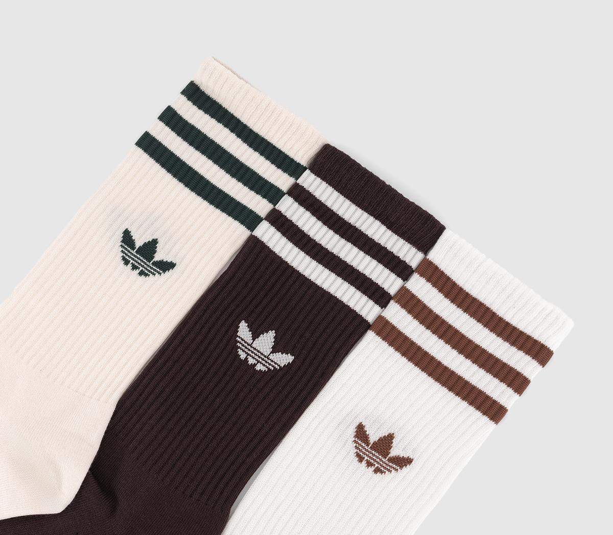 adidasSolid Crew Sock 3 Pack adidasSolid Crew Sock 3 PackWhite Shadow Brown Wonder White