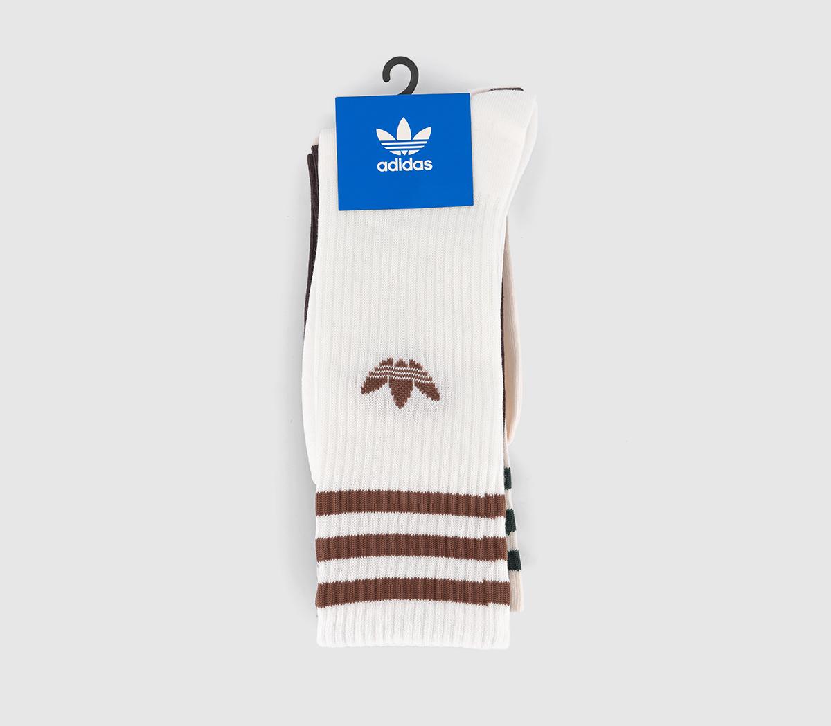 adidasSolid Crew Sock 3 Pack adidasSolid Crew Sock 3 PackWhite Shadow Brown Wonder White