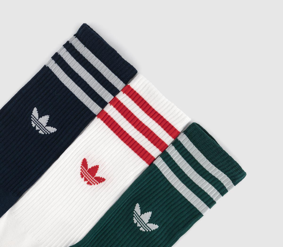 adidas Solid Crew Sock 3 Pack adidas Solid Crew Sock 3 Pack Night Indigo White Collegiate Green