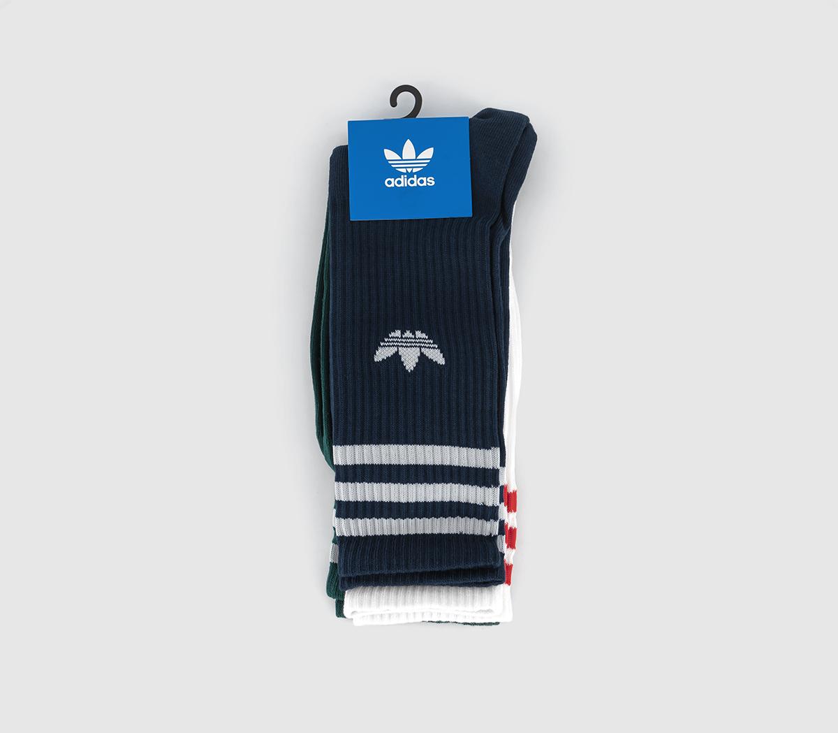 adidas Solid Crew Sock 3 Pack adidas Solid Crew Sock 3 Pack Night Indigo White Collegiate Green
