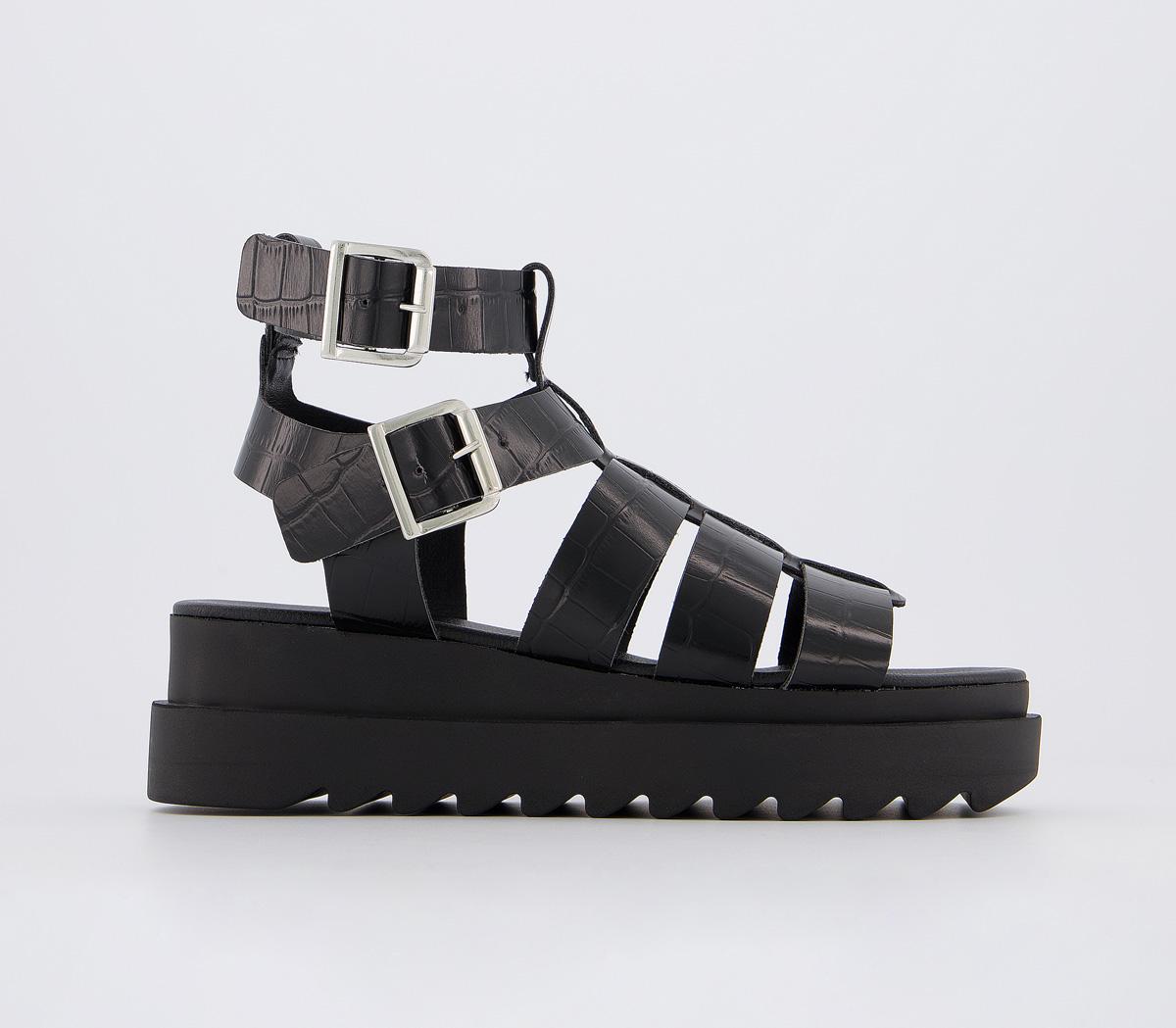 Croc Cleated Platform Block Heels OFFICE Magnet- Chunky Gladiator