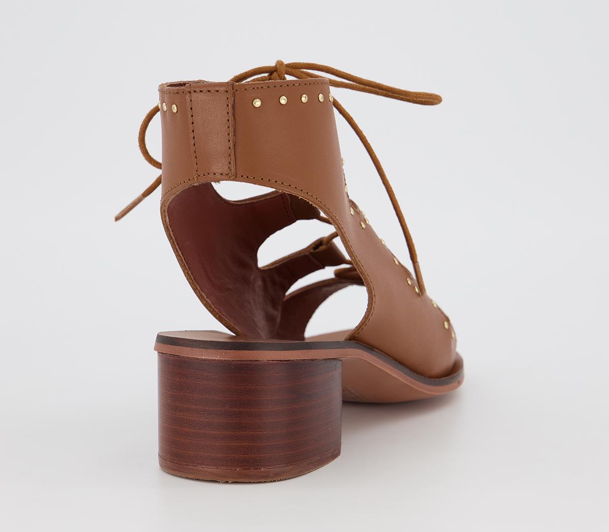 OFFICEMiss Me Leather Ghillie SandalsTan Leather