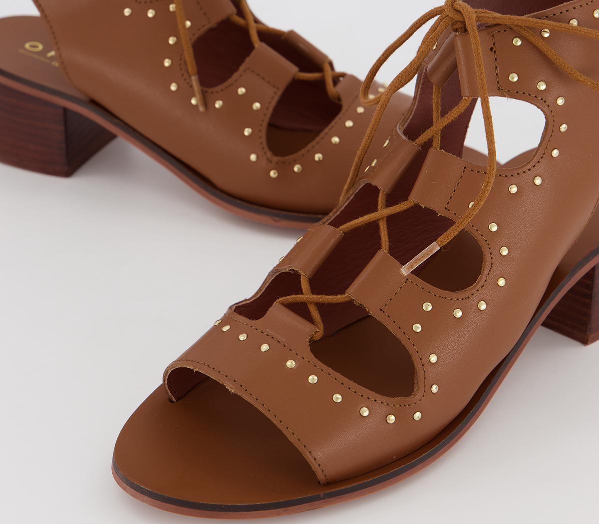 OFFICEMiss Me Leather Ghillie SandalsTan Leather